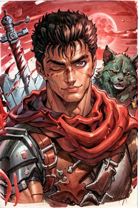 06435-3850853395-portrait of guts _(berserk_), 1boy, black hair, smiling, teeth, closed mouth, looking at viewer, male focus, one eye closed, red.png